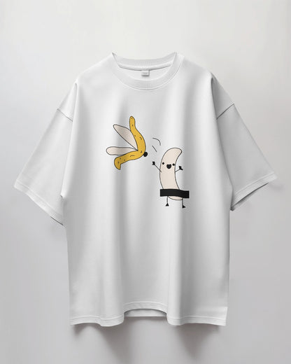 Round Neck Oversized Unisex Half Sleeves T-Shirt with Banana Print