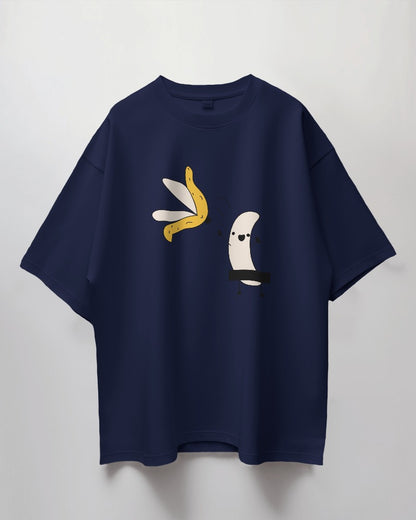 Round Neck Oversized Unisex Half Sleeves T-Shirt with Banana Print