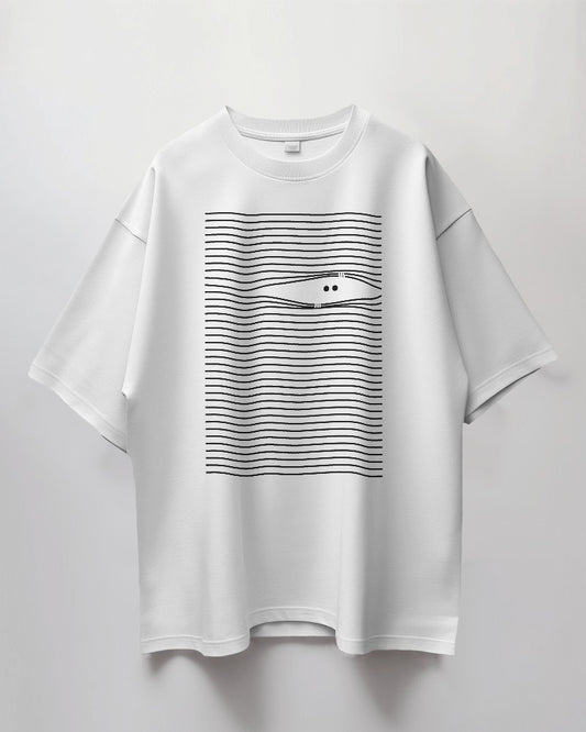 Round Neck Oversized Unisex Half Sleeves T-Shirt with Eyes Print