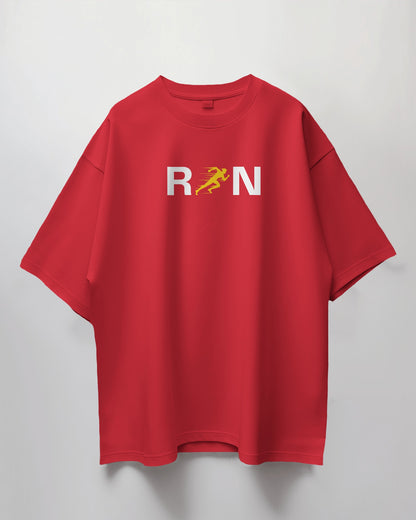 Oversized Unisex T-Shirt with Run Fast, Live Free Print
