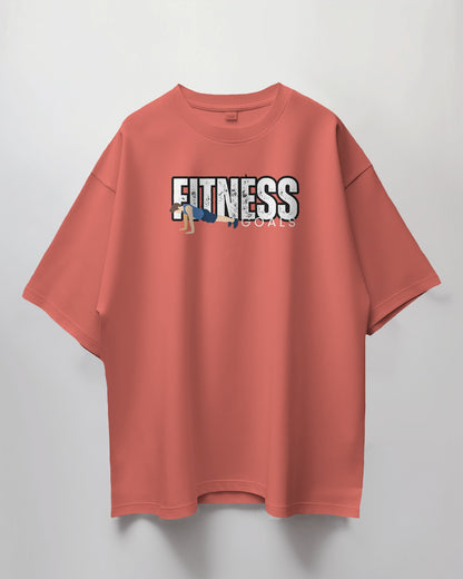 Oversized Unisex T-Shirt with Fitness Goals Print