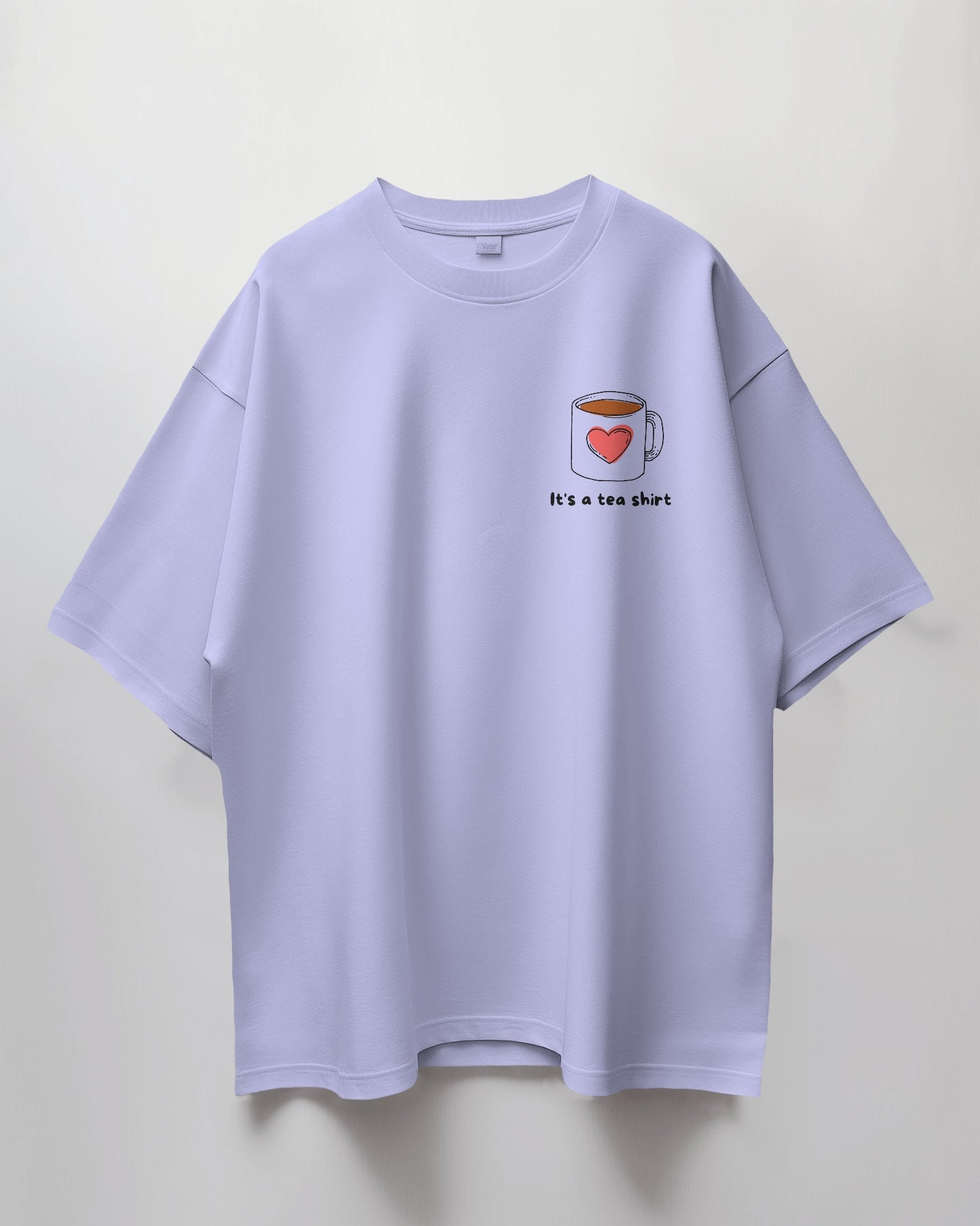Oversized Unisex T-Shirt with Heart-Tea Print