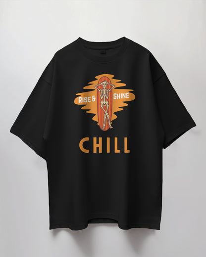 Oversized Unisex T-Shirt with Rise & Shine Skeleton Print