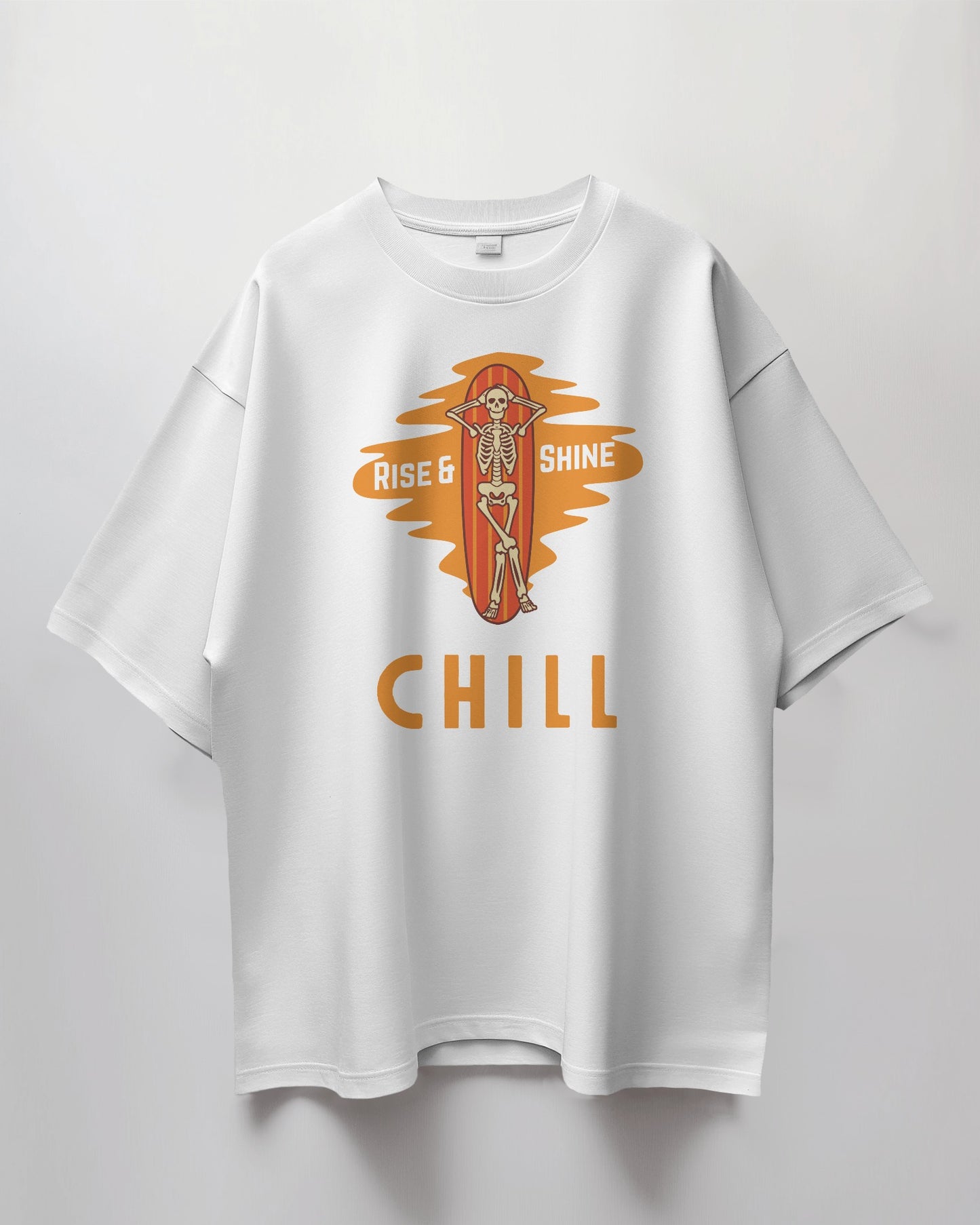 Oversized Unisex T-Shirt with Rise & Shine Skeleton Print