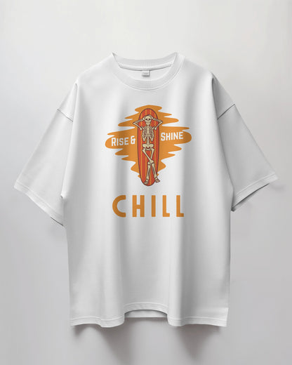 Oversized Unisex T-Shirt with Rise & Shine Skeleton Print