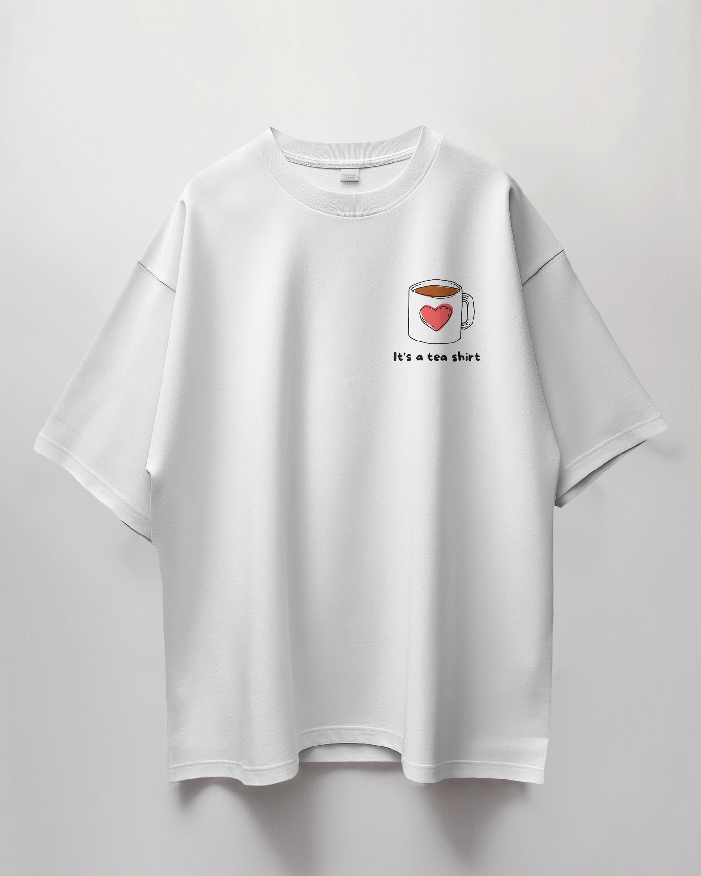 Oversized Unisex T-Shirt with Heart-Tea Print