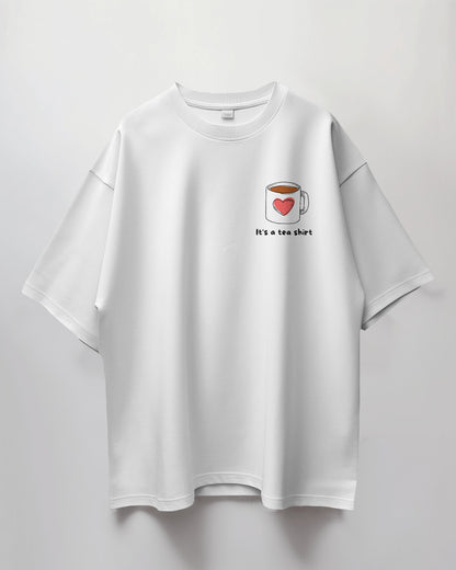 Oversized Unisex T-Shirt with Heart-Tea Print