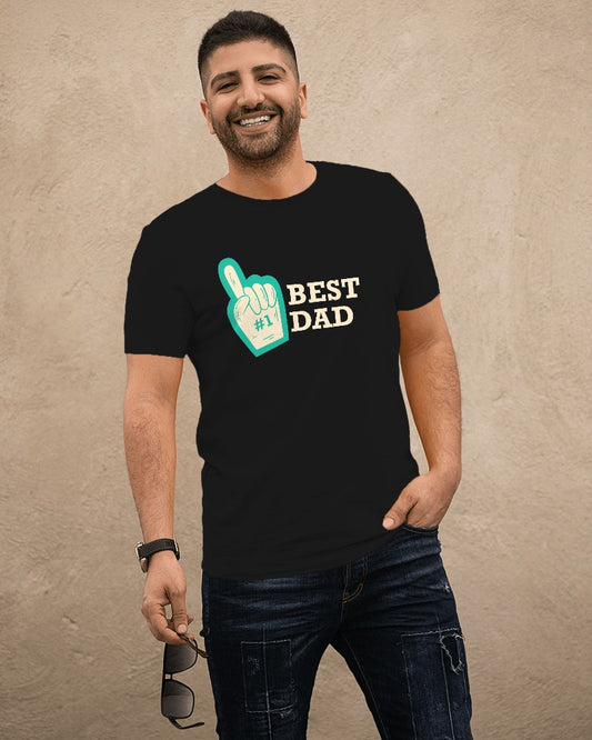 Round Neck Half Sleeves T-Shirt with '#BestDad' Print